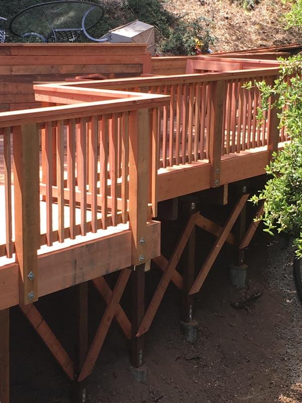 redwood deck rails